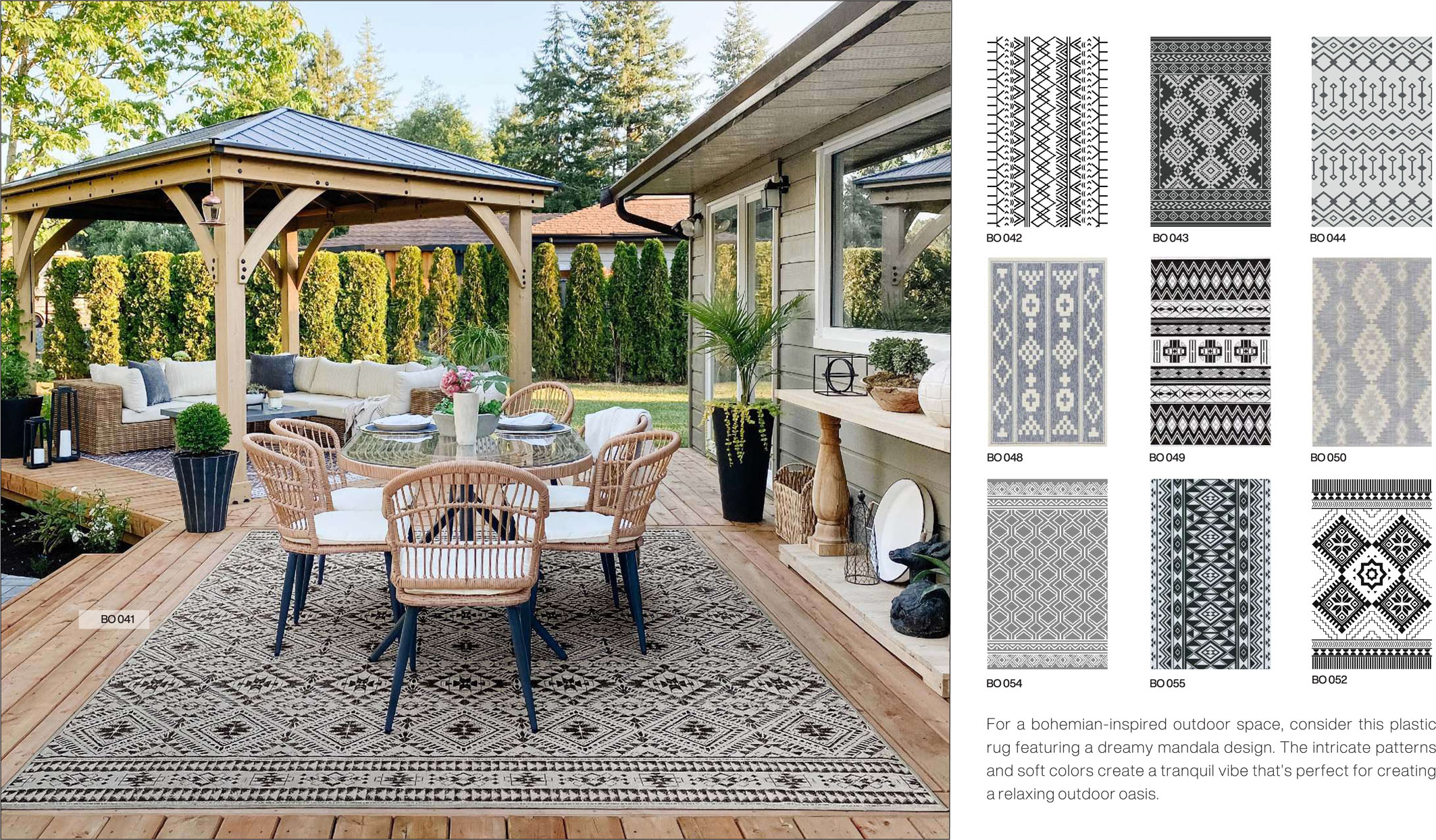 durable woven PP Patio carpets GW660013